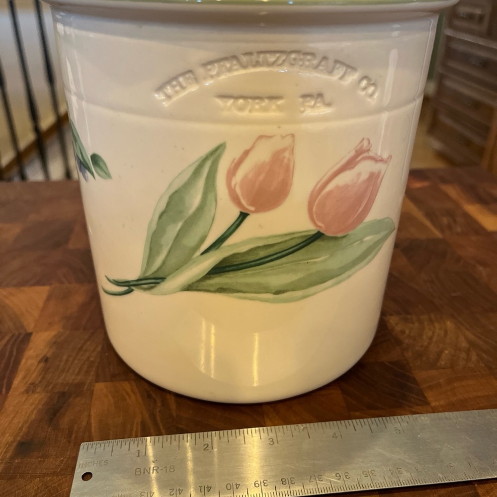 Rare  PFALTZGRAFF Garden Party Stoneware wine chiller / utensil holder 6”